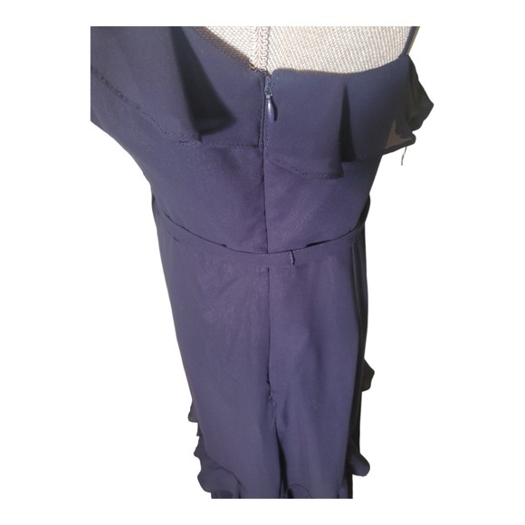 Betsy & Adam tiered chiffon navy blue sleeveless strap ruffled size 6 - Picture 7 of 12